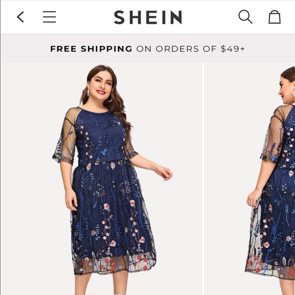 SHEIN Dresses & Skirts - Contrast Mesh Embroidery Dress